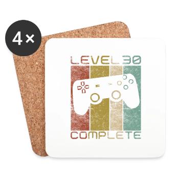 30 Geburtstag Gamer Level 30 complete Vintage - Untersetzer (4er-Set) - Weiß - Vorne