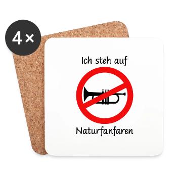 Lustiger Spruch Ich steh auf Naturfanfaren - Untersetzer (4er-Set) - Weiß - Vorne