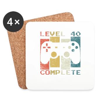 40 Geburtstag Gamer Level 40 complete Vintage - Untersetzer (4er-Set) - Weiß - Vorne