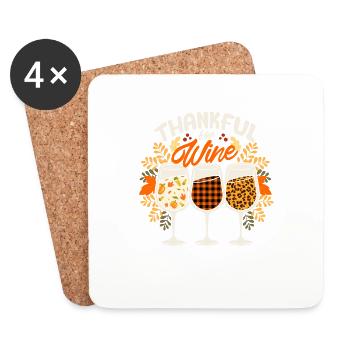 Dankbar für Wein Lustig Thanksgiving Dinner Herbst - Untersetzer (4er-Set) - Weiß - Vorne