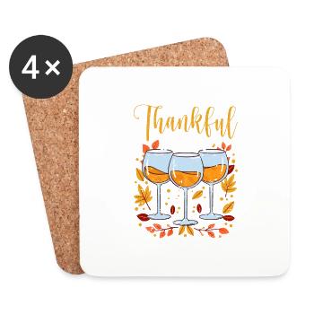 Dankbar für Wein Lustig Thanksgiving Dinner Herbst - Untersetzer (4er-Set) - Weiß - Vorne