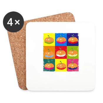 Kürbis Retro Fall Lover Lustig Herbst Kunstwerk - Untersetzer (4er-Set) - Weiß - Vorne