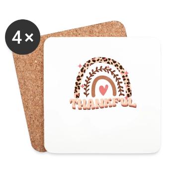 Gratitude Thanksgiving Teacher Fall Season - Coasters (set of 4) - white - Front