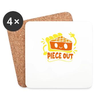Piece of Pumpkin Pie Funny Retro Thanksgiving - Coasters (set of 4) - white - Front