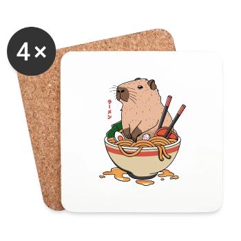 Capybara Ramen - Coasters (set of 4) - white - Front