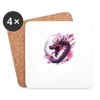 Japanischer Drache Cool Orientalischer Asiatischer Drachen Humor - Untersetzer (4er-Set) - Weiß - Vorne