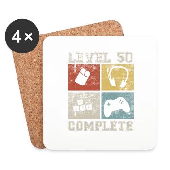 50 Birthday Gamer Level 50 complete Vintage - Coasters (set of 4) - white - Front