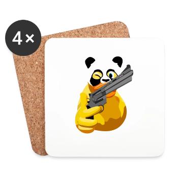 Duck Duck Duckling with Panda Gangster Style Mask - Coasters (set of 4) - white - Front