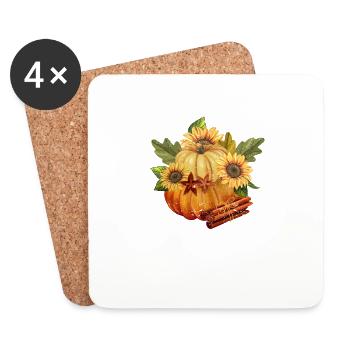 Thanksgiving, Pumpkin, Sunflower, Autumn, Autumn - Coasters (set of 4) - white - Front
