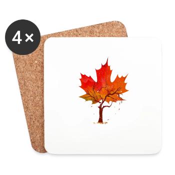 Ahornblatt Herbst Baum Rot Gelb Orange Herbstblätt - Untersetzer (4er-Set) - Weiß - Vorne