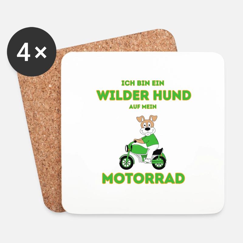 Wilder Hund auf Motorrad - Untersetzer (4er-Set) - Weiß