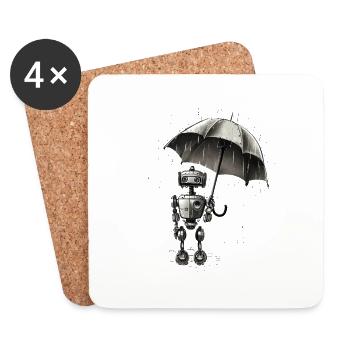 robot in the rain - Untersetzer (4er-Set) - Weiß - Vorne