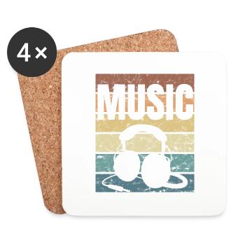 Musique Rétro Crunge Clf Musicien Amour - Dessous de verre (lot de 4) - blanc - Devant