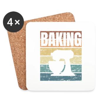 Thérapie de cuisson Bake Cake Chef - Dessous de verre (lot de 4) - blanc - Devant