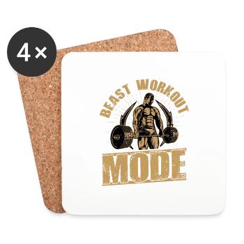 Beast Workout Mode Workout Training Weight Lifting - Coasters (set of 4) - white - Front