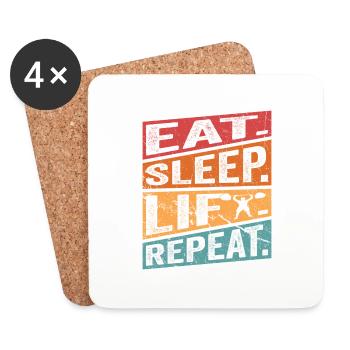 Eat. Sleep. Lift. Repeat. Workout Training Weight - Coasters (set of 4) - white - Front