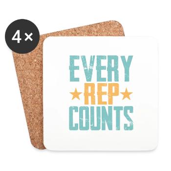 Every Rep Counts Weight Lifting Workout Training - Untersetzer (4er-Set) - Weiß - Vorne