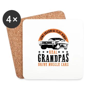 Muscle Cars Klassiker Retro Hotrod Oldtimer - Untersetzer (4er-Set) - Weiß - Vorne