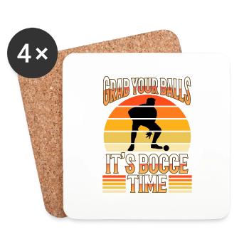 Grab your balls its bocce time - Coasters (set of 4) - white - Front
