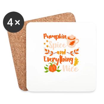 Épices à la citrouille et tout le bel automne mignon - Dessous de verre (lot de 4) - blanc - Devant