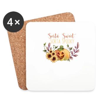 Kind of cute Kind of creepy Flower Pumpkin - Coasters (set of 4) - white - Front