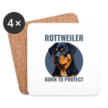 Rottweiler Rottie - Born to protect - Untersetzer (4er-Set) - Weiß - Vorne