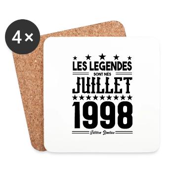 cadeau d'anniversaire Juillet 1998. Cadeau juillet - Dessous de verre (lot de 4) - blanc - Devant