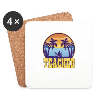 Professeur d’école Recharge d’été requise Été - Dessous de verre (lot de 4) - blanc - Devant