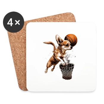 Chihuahua | Basketball | Joueurs | Sports | Chien - Dessous de verre (lot de 4) - blanc - Devant