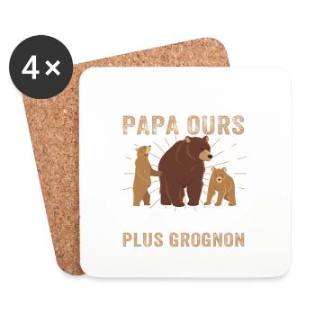 Je Suis Un Papa Ours Grognon Fête Des Pères - Dessous de verre (lot de 4) - blanc - Devant