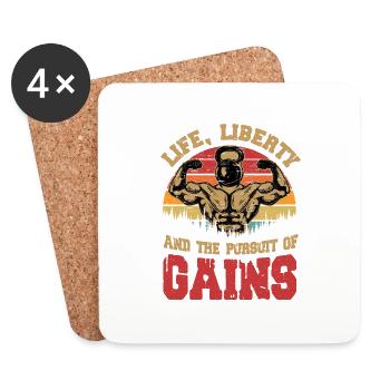Life, Liberty And The Pursuit Of Gains Gym Weight - Coasters (set of 4) - white - Front