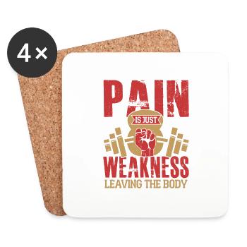 Pain Is Just Weakness Workout Training Weight Lift - Untersetzer (4er-Set) - Weiß - Vorne