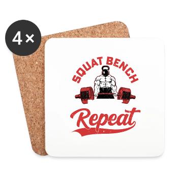 Squat, Bench, Deadlift, Repeat Weight Lifting Trai - Coasters (set of 4) - white - Front