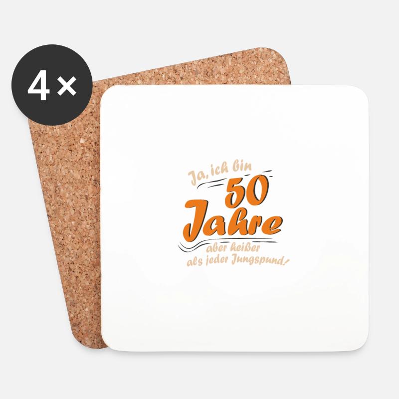 50 Jahre Geburtstag Lustige Sprüche Geschenkidee - Untersetzer (4er-Set) - Weiß