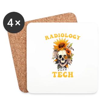Radiologie Tech Blume Lustiger Schädel Radiologe Wortspiel - Untersetzer (4er-Set) - Weiß - Vorne