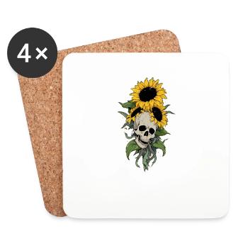 Rad Technology Sunflower Lover Cool Skull Floral - Dessous de verre (lot de 4) - blanc - Devant