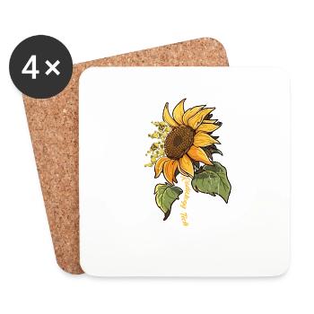 Cool Sunflower Garden Radiologist Tech Flower Pun - Dessous de verre (lot de 4) - blanc - Devant