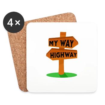 My Way - High Way - Ich Fahren den Rechten Weg - Dessous de verre (lot de 4) - blanc - Devant