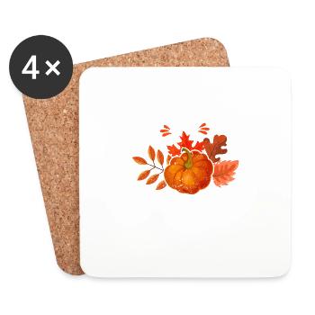 Autumn Leaves and Pumpkins Please Leaf Hello - Coasters (set of 4) - white - Front