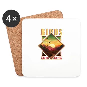 Birds Are My Besties: Retro for Bird-Watching - Untersetzer (4er-Set) - Weiß - Vorne