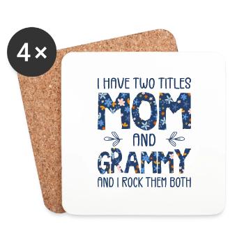 Ich habe zwei Titel, Mutter und Grammy - Untersetzer (4er-Set) - Weiß - Vorne