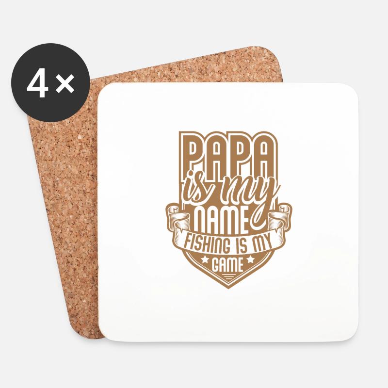 Papa fishing - Untersetzer (4er-Set) - Weiß