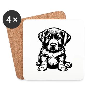 Chiot Labrador propriétaire Labrador Retriever - Dessous de verre (lot de 4) - blanc - Devant