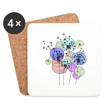 Pissenlits - Dessous de verre (lot de 4) - blanc - Devant