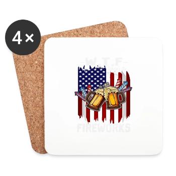 4 juillet WTF Où est le directeur des feux d’artifice - Dessous de verre (lot de 4) - blanc - Devant
