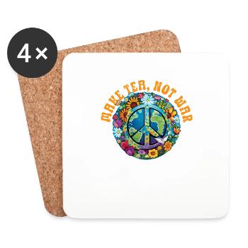 Hippie Peace Sign Peace Flowers Flower Child - Dessous de verre (lot de 4) - blanc - Devant