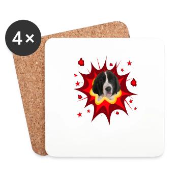 Comic Dog Design - Pow - Landseer - Coasters (set of 4) - white - Front