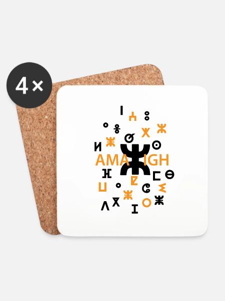 AMAZIGH SYMBOL BERBER Z IMAZIGHEN KABYL JEWEL - Coasters (set of 4) - white