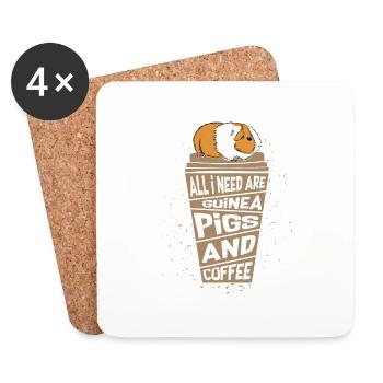 All I Need Are Guinea Pigs and Coffee Cavy Lover R - Coasters (set of 4) - white - Front