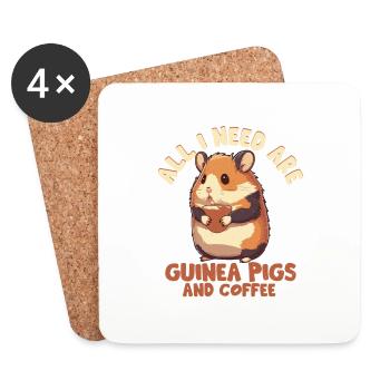 Tout ce dont j’ai besoin, ce sont des cochons d’Inde et des rongeurs de café Cavy - Dessous de verre (lot de 4) - blanc - Devant